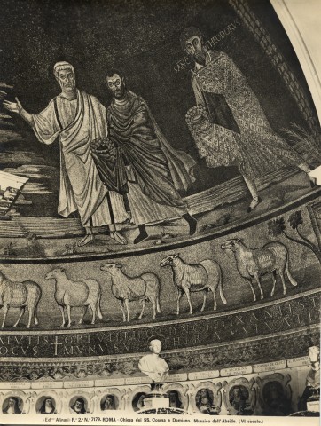 Alinari, Fratelli — Roma - Chiesa dei SS. Cosma e Damiano, musaico dell'Abside. (VI secolo.) — particolare